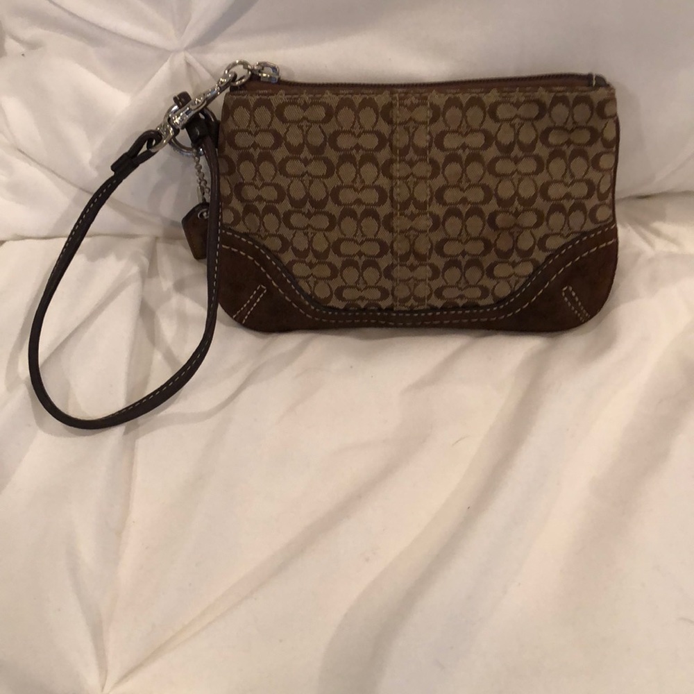 Coach authentic brown logo  wristlet
